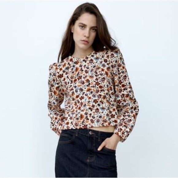 ZARA FLORAL PRINTED TOP - Picture 1 of 4